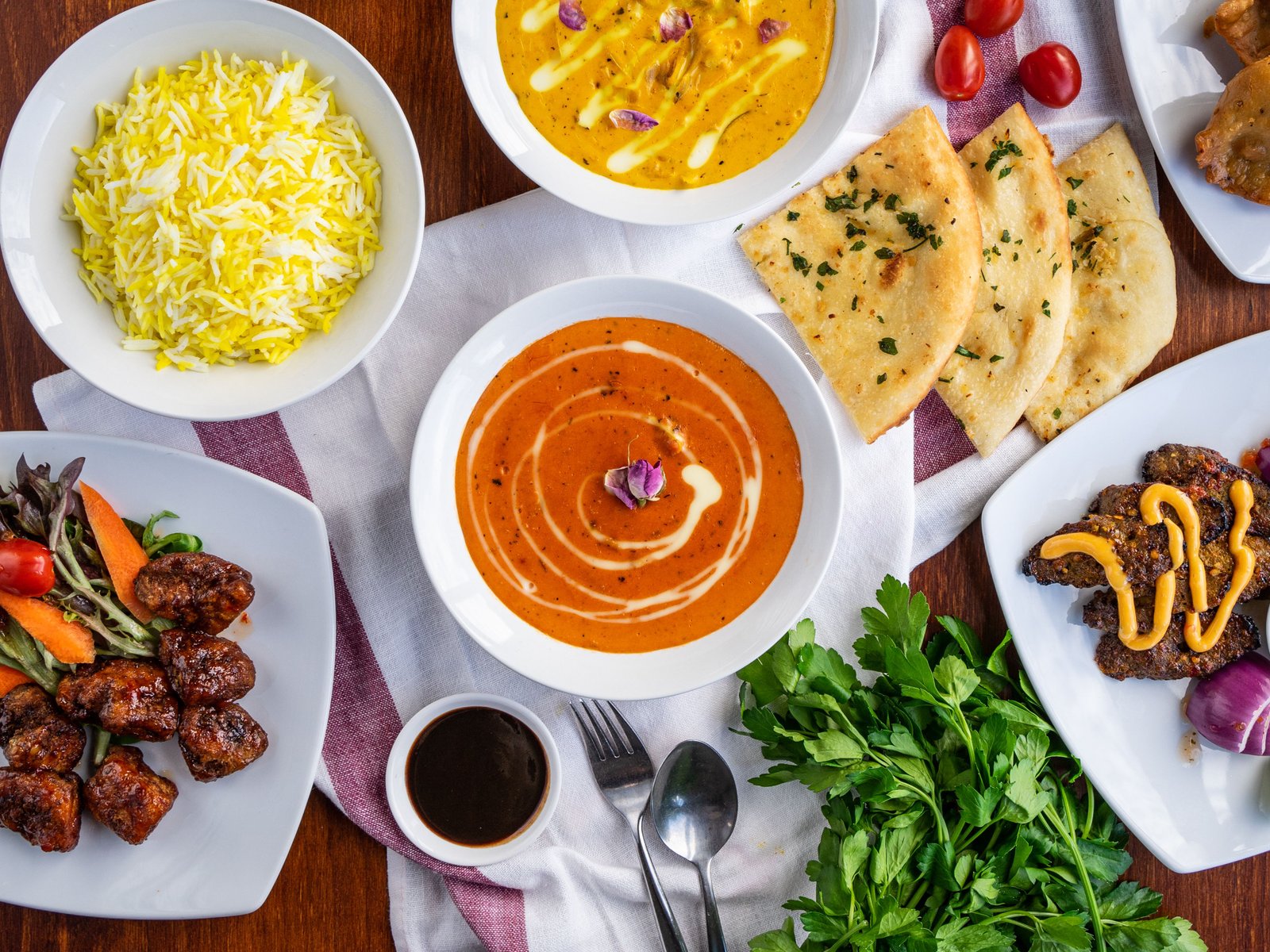 North Indian breads, curries and accompaniments for a celebration buffet